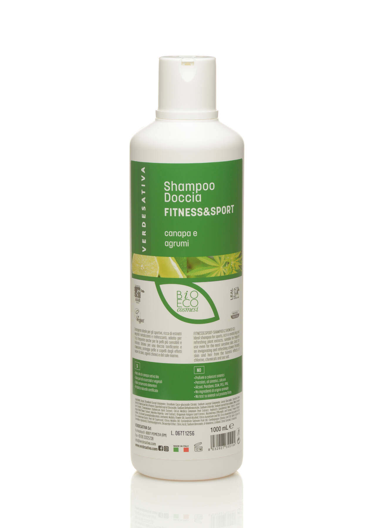 Shampoo Doccia Fitness & Sport 100% naturale e bio degradabile 1lt