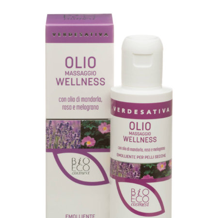 Olio Massaggio Wellness con olio di mandorla, rosa e melograno- Emolliente per pelli secche - 500ml