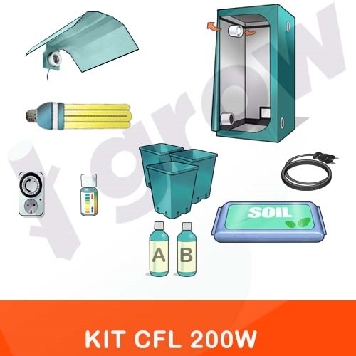 Kit Mini Grow Box CFL Fioritura 200W