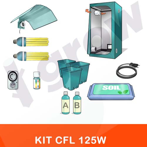 Kit Mini Grow Box CFL 125W Fioritura e Vegetativa